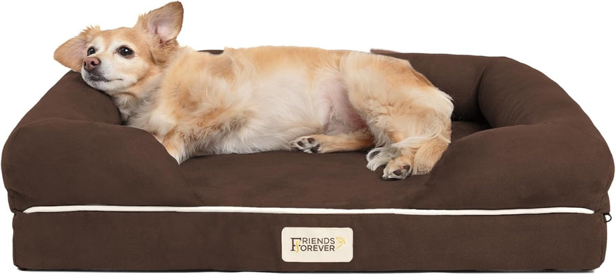 Orthopedic Dog Bed, Memory Foam Pet Sofa, Calming Dog Couch, Water Resistant Pet Bed, Washable Cover, Non-Slip Bottom, Chester, Cocoa Brown, 25
