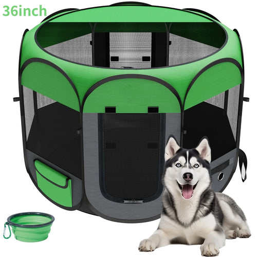 Pop-Up Pet Playpen, Folding Soft Portable Waterproof Outdoor Pen for Dogs Cats Chickens, 36
